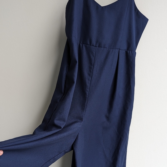 Yaya & Co. Navy Blue wide leg sleeveless jumpsuit - Picture 4 of 6